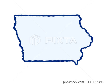 Doodle-style illustration of the Iowa state map, featuring the recognizable shape of Indiana in a simple, hand-drawn design. Doodle-style illustration of the Iowa state map, featuring the recognizable shape of Indiana in a simple, hand-drawn design. 141132396