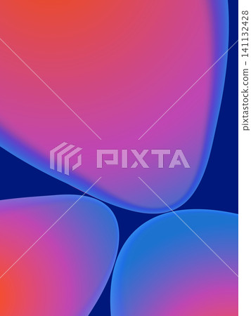Abstract fluid liquid shapes with glowing organic bubbles, neon red and blue gradient background Abstract fluid liquid shapes with glowing organic bubbles, neon red and blue gradient background 141132428