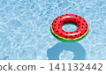 Watermelon swim ring in the empty swimming pool. 3d rendering 141132442