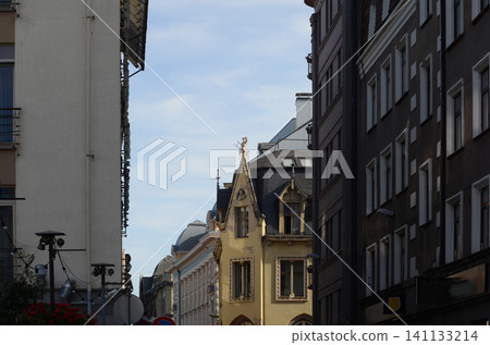 Chimney Sweep House on Meistaru and Street Corner in Riga Old Town, Latvia 141133214