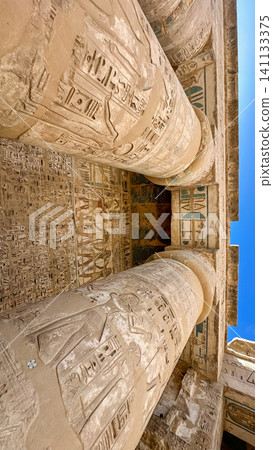 Medinet Habu, the mortuary temple of Ramesses III, located on the west bank of Luxor, Egypt. Medinet Habu, the mortuary temple of Ramesses III, located on the west bank of Luxor, Egypt. 141133375