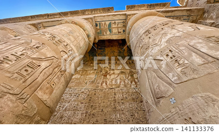 Medinet Habu, the mortuary temple of Ramesses III, located on the west bank of Luxor, Egypt. Medinet Habu, the mortuary temple of Ramesses III, located on the west bank of Luxor, Egypt. 141133376