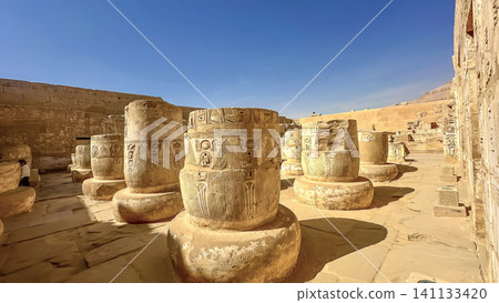 Medinet Habu, the mortuary temple of Ramesses III, located on the west bank of Luxor, Egypt. Medinet Habu, the mortuary temple of Ramesses III, located on the west bank of Luxor, Egypt. 141133420