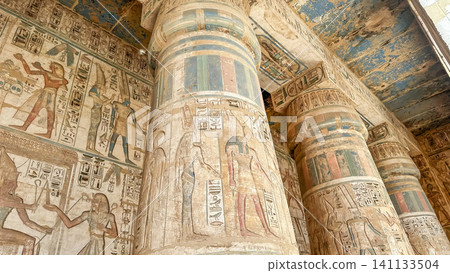 Medinet Habu, the mortuary temple of Ramesses III, located on the west bank of Luxor, Egypt. Medinet Habu, the mortuary temple of Ramesses III, located on the west bank of Luxor, Egypt. 141133504