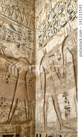 Medinet Habu, the mortuary temple of Ramesses III, located on the west bank of Luxor, Egypt. Medinet Habu, the mortuary temple of Ramesses III, located on the west bank of Luxor, Egypt. 141133543