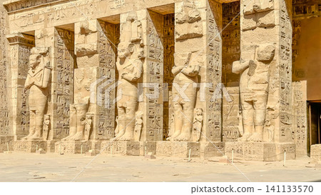 Medinet Habu, the mortuary temple of Ramesses III, located on the west bank of Luxor, Egypt. Medinet Habu, the mortuary temple of Ramesses III, located on the west bank of Luxor, Egypt. 141133570