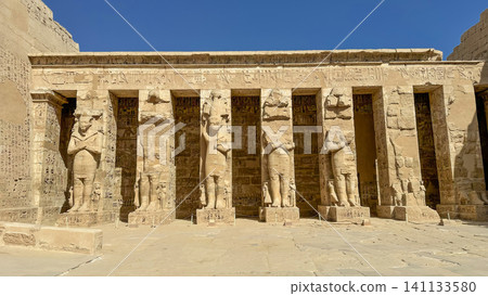 Medinet Habu, the mortuary temple of Ramesses III, located on the west bank of Luxor, Egypt. Medinet Habu, the mortuary temple of Ramesses III, located on the west bank of Luxor, Egypt. 141133580