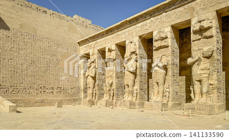 Medinet Habu, the mortuary temple of Ramesses III, located on the west bank of Luxor, Egypt. Medinet Habu, the mortuary temple of Ramesses III, located on the west bank of Luxor, Egypt. 141133590