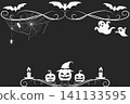 Chic Halloween top and bottom frames with a simple design on a dark gray background. 141133595