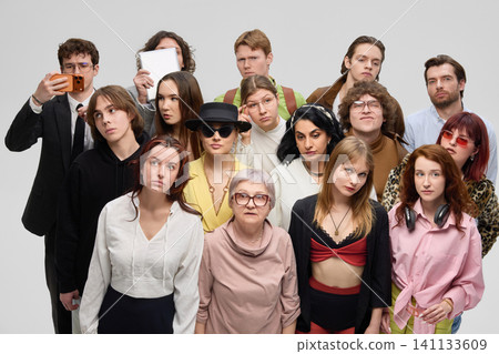 Multigenerational group portrait showing diverse people and modern social identities. Multigenerational group portrait showing diverse people and modern social identities. 141133609