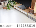 Minimal desktop workspace with computer monitor 141133619