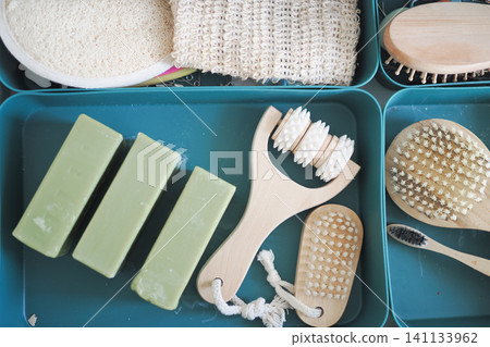 Beauty items are arranged in containers for skin care Beauty items are arranged in containers for skin care 141133962