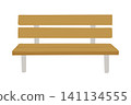 Simple wooden bench illustration (park, bus stop, rest area, chair icon material) 141134555