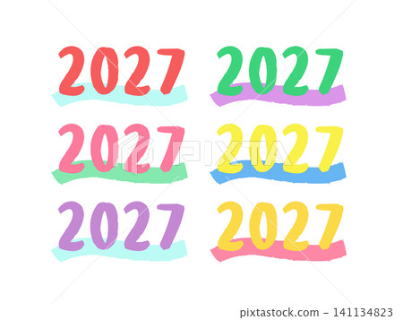 Colorful illustration set for 2027 Colorful illustration set for 2027 141134823