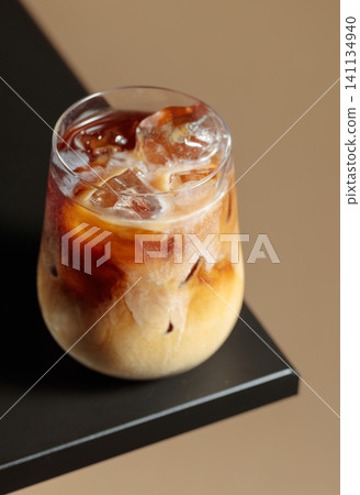 Iced coffee with cream and natural ice. Iced coffee with cream and natural ice. 141134940