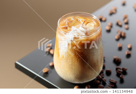Iced coffee with cream and natural ice. Iced coffee with cream and natural ice. 141134948