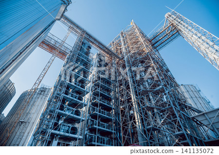Modern silos for storing grain harvest. Agriculture. Modern silos for storing grain harvest. Agriculture. 141135072