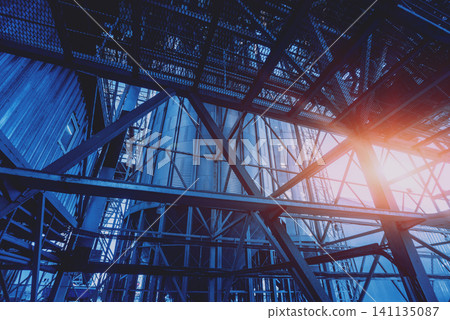 Modern silos for storing grain harvest. Agriculture. Modern silos for storing grain harvest. Agriculture. 141135087