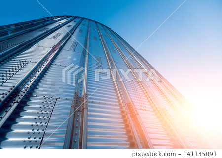 Modern silos for storing grain harvest. Agriculture. Modern silos for storing grain harvest. Agriculture. 141135091