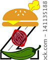 Creative letter Z burger logo featuring a bun onion and green chili pepper for a restaurant 141135188