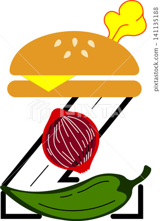 Creative letter Z burger logo featuring a bun onion and green chili pepper for a restaurant Creative letter Z burger logo featuring a bun onion and green chili pepper for a restaurant 141135188
