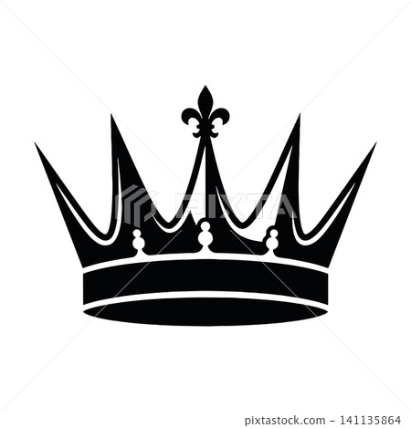 Royal crown icon silhouette with fleur de lis illustration isolated on white background. Royal crown icon silhouette with fleur de lis illustration isolated on white background. 141135864