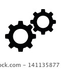 Two interlocking gears icon isolated on white background.  141135877