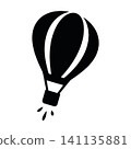 Hot air balloon silhouette icon illustration isolated on white background.  141135881