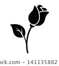 Black rose bud with leaf icon. Elegant flower symbol for Valentines Day, wedding decoration, beauty logo and romantic concept.  141135882
