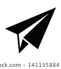 Paper plane silhouette icon monochrome graphic symbol for message and send button.  141135884