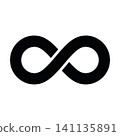 Minimalist black infinity sign flat graphic emblem for logo design.  141135891