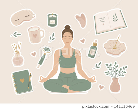 Mental Wellness Sticker Set Mental Wellness Sticker Set 141136469