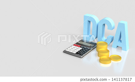 Dollar Cost Averaging Investment Planning With Coins And Calculator 3d render. 141137817