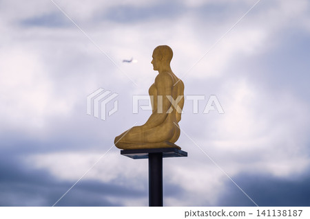 Nice, France - November 2, 2018 - Glowing statue on the Place Massena 141138187