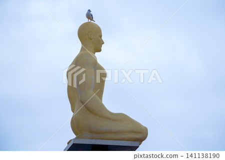 Nice, France - November 2, 2018 - Glowing statue on the Place Massena Nice, France - November 2, 2018 - Glowing statue on the Place Massena 141138190