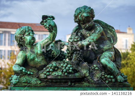 MARSEILLE, FRANCE - 10 Nov 2018 - Stairs decoration near the Saint Charles train station in Marseille MARSEILLE, FRANCE - 10 Nov 2018 - Stairs decoration near the Saint Charles train station in Marseille 141138216