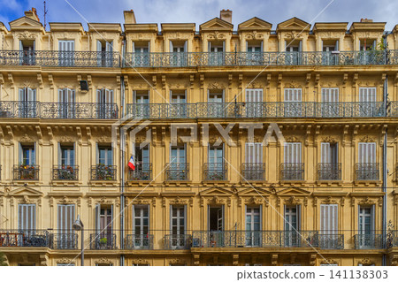 Traditional French Haussmann architecture and residential building in Marseille, France. 141138303