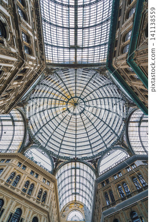 NAPLES, ITALY - 05 NOVEMBER, 2018 - Galleria Umberto I, a public shopping gallery in Napoli and its interiors NAPLES, ITALY - 05 NOVEMBER, 2018 - Galleria Umberto I, a public shopping gallery in Napoli and its interiors 141138559