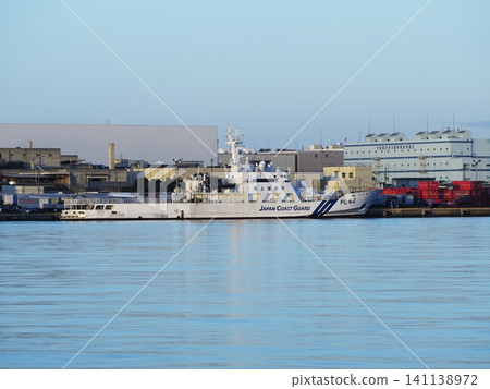 The patrol vessel PL62 Naniwa is moored at anchor. The patrol vessel PL62 Naniwa is moored at anchor. 141138972