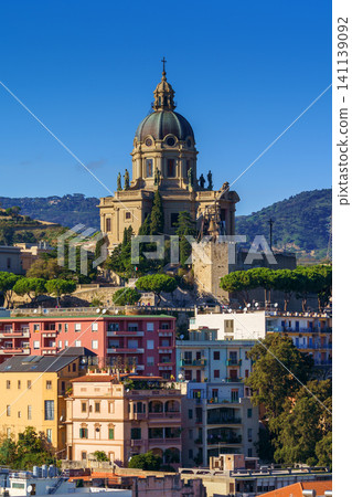 Panoramic top view of the local buildings with the trees, mountains and the sky in the beautiful city of Messina, Sicily, Italy Panoramic top view of the local buildings with the trees, mountains and the sky in the beautiful city of Messina, Sicily, Italy 141139092