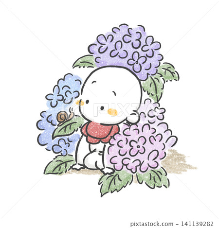 A Jizo statue among hydrangeas A Jizo statue among hydrangeas 141139282
