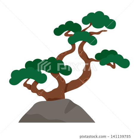 Traditional Japanese Painting Style Asian Pine Tree Traditional Japanese Painting Style Asian Pine Tree 141139785
