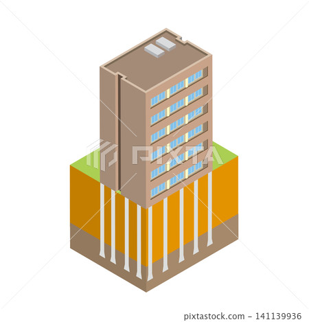 Apartment building and pile foundation Apartment building and pile foundation 141139936