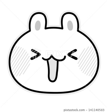 一幅可愛的黑白兔子插圖,兔子看起來很開心。 一幅可愛的黑白兔子插圖,兔子看起來很開心。 141140583