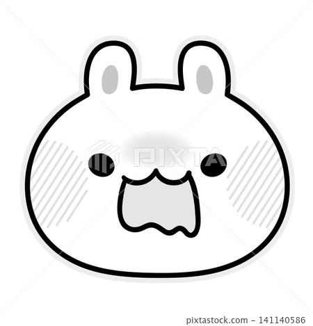 一幅可愛的黑白插畫，描繪了一隻受驚的兔子。 141140586