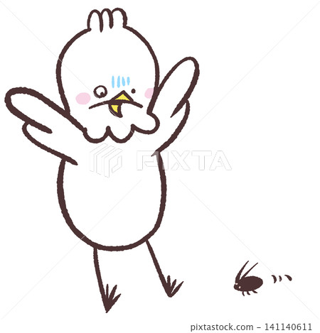 一幅白鳥被蟑螂驚嚇的插圖。 141140611