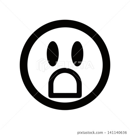 Astonished face icon vector Astonished face icon vector 141140636
