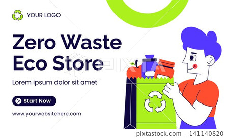 Flat Cartoon Zero Waste Grocery Store Social Media Thumbnail Background Flat Cartoon Zero Waste Grocery Store Social Media Thumbnail Background 141140820