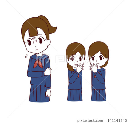 An illustration of a female student being talked about behind her back. An illustration of a female student being talked about behind her back. 141141340