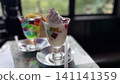 A delicious-looking parfait and drink in a retro Showa-era atmosphere. 141141359